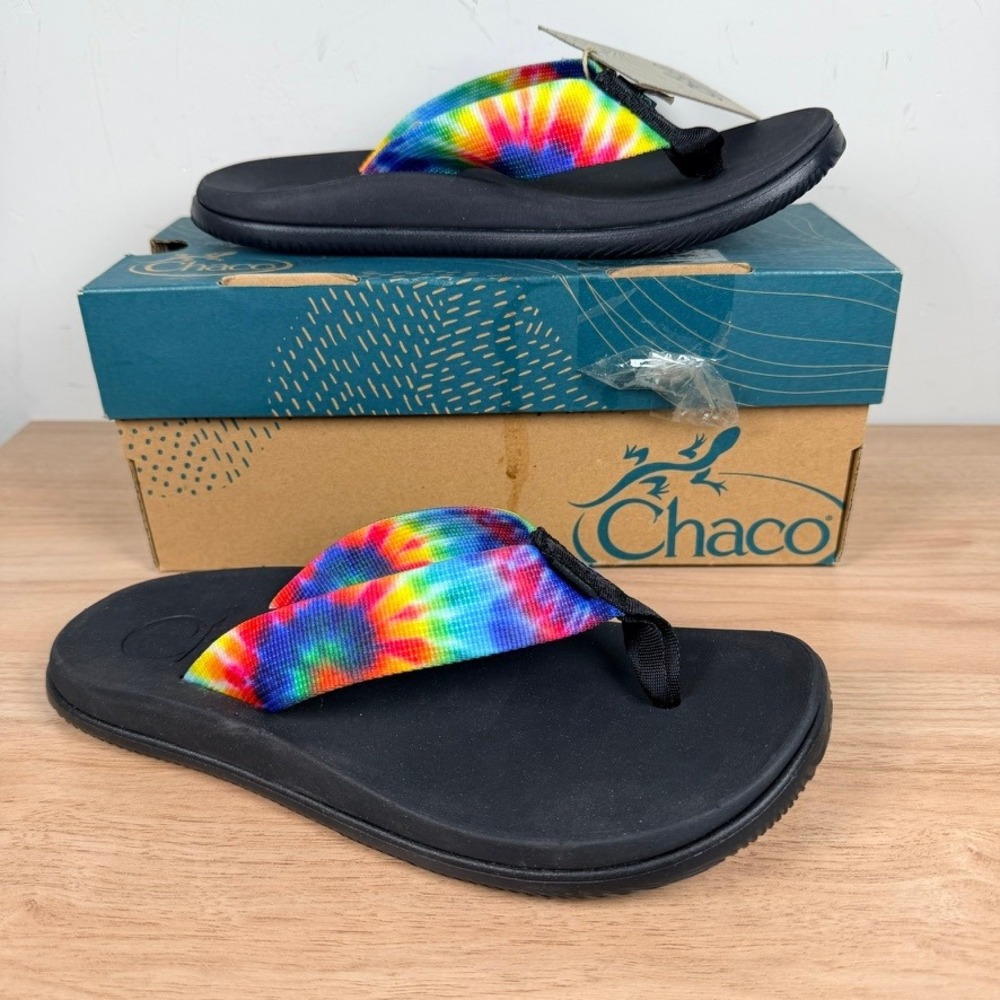 Chaco Chillos Dark Tie Dye Flip Flop Women 5 Black JCH108788 Sandal Gorpcore NIB